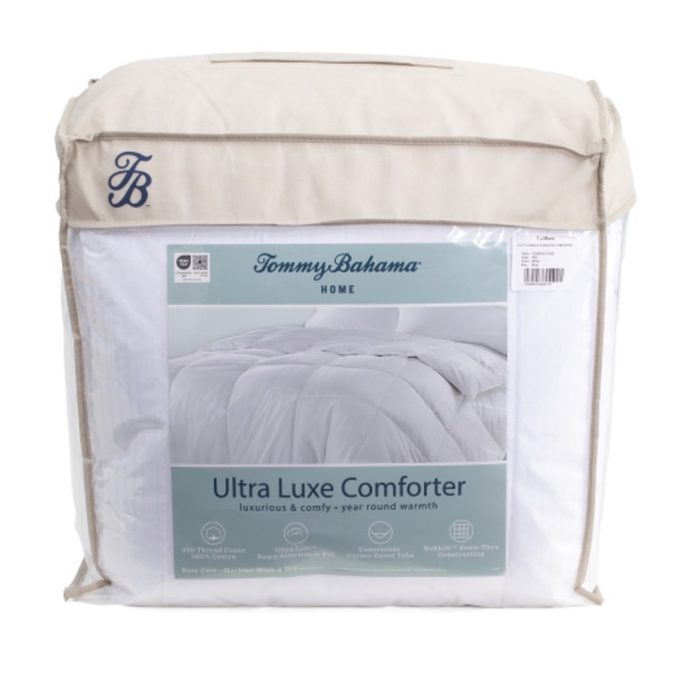 NEW! TOMMY BAHAMA Home Ultra Luxe Comforter Down Alternative Full/Queen White